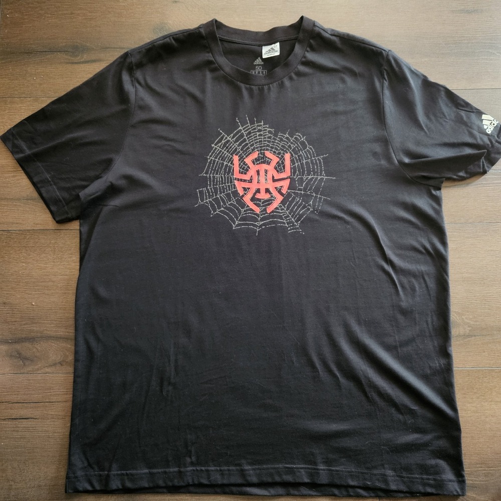 Adidas Climalite Donovan Spida Mitchell Shirt Mens Black Red Short Sleeve 50"